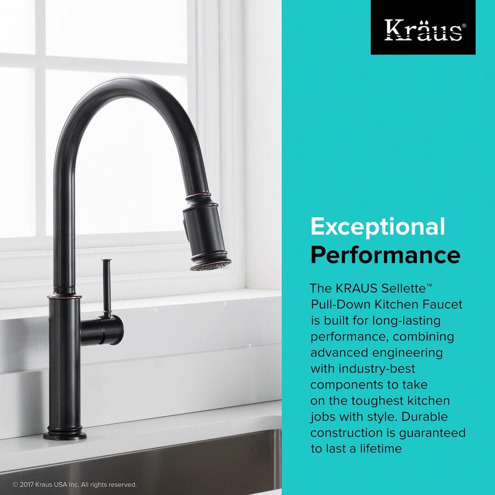 Oil Rubbed Bronze Pull-Down Kitchen Faucet with Soap Dispenser