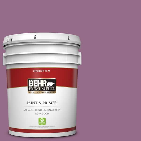 BEHR PREMIUM PLUS 5 gal. #M110-6 Sophisticated Lilac Flat Low Odor Interior Paint & Primer