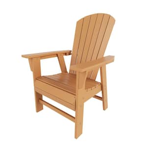 Altura Outdoor Patio Fade Resistant HDPE Plastic Adirondack Style Dining Chair with Arms in Teak