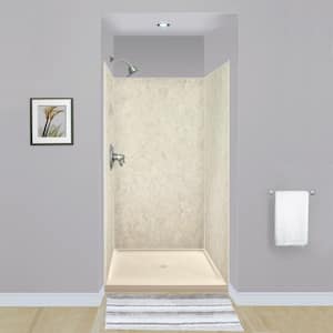 Expressions 36 in. x 36 in. x 72 in. 3-Piece Easy Up Adhesive Alcove Shower Wall Surround in Sea Fog