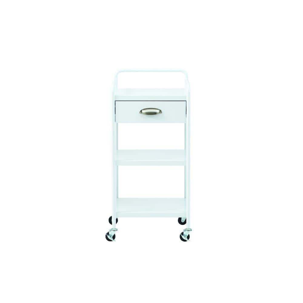 Home Decorators Collection Steel Wide Open Cart in Glossy White 9201910400  - The Home Depot
