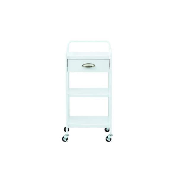 Home Decorators Collection Steel 1-Drawer Cart in Glossy White