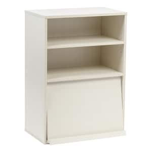32.91 in. White Faux Wood 3-shelf Standard Bookcase with Doors