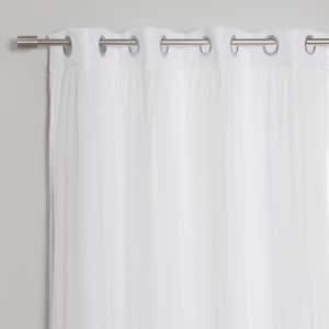 White Tulle Lace Solid 52 in. W x 96 in. L Grommet Blackout Curtain (Set of 2)