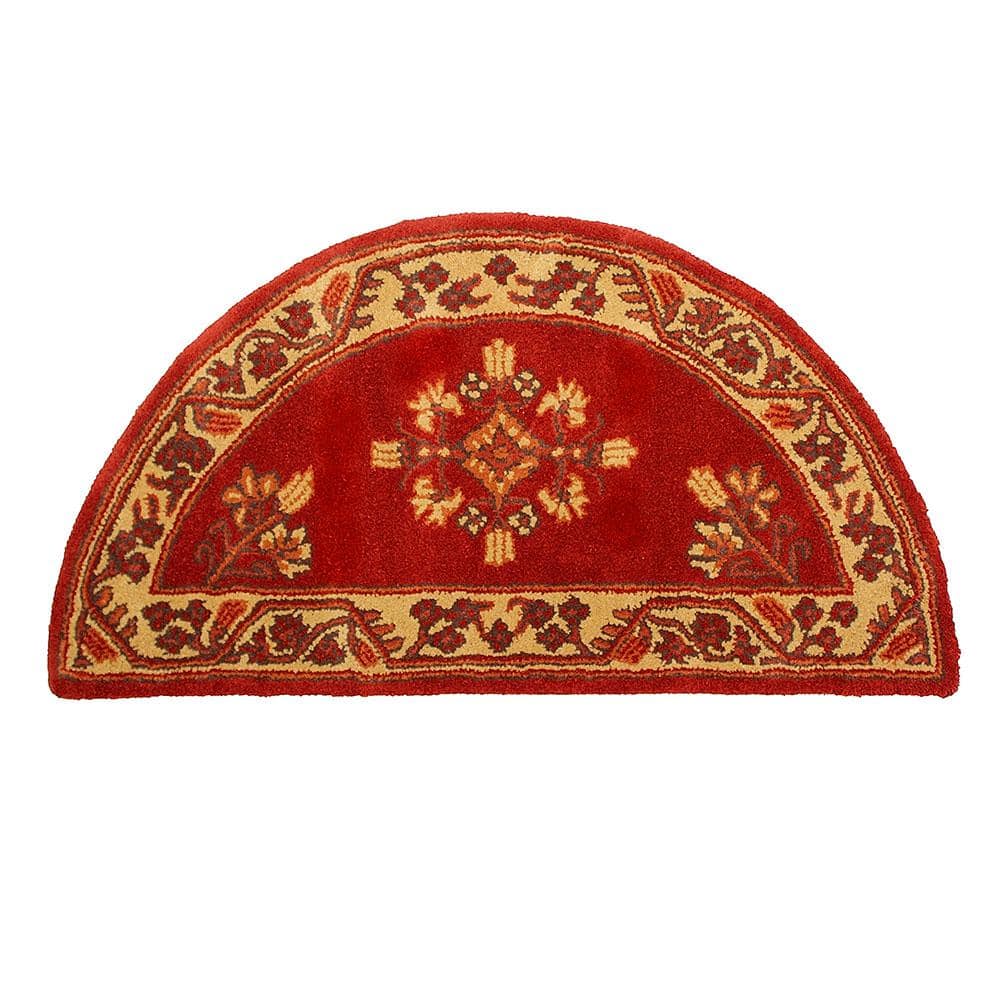 Lahome Red Floral Round Rug - 3' Diameter Washable Round Area Rugs Sma