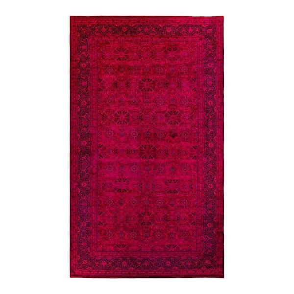 Overdyed Pink 8 ft. x 14 ft. Solid Wool Indoor Area Rug