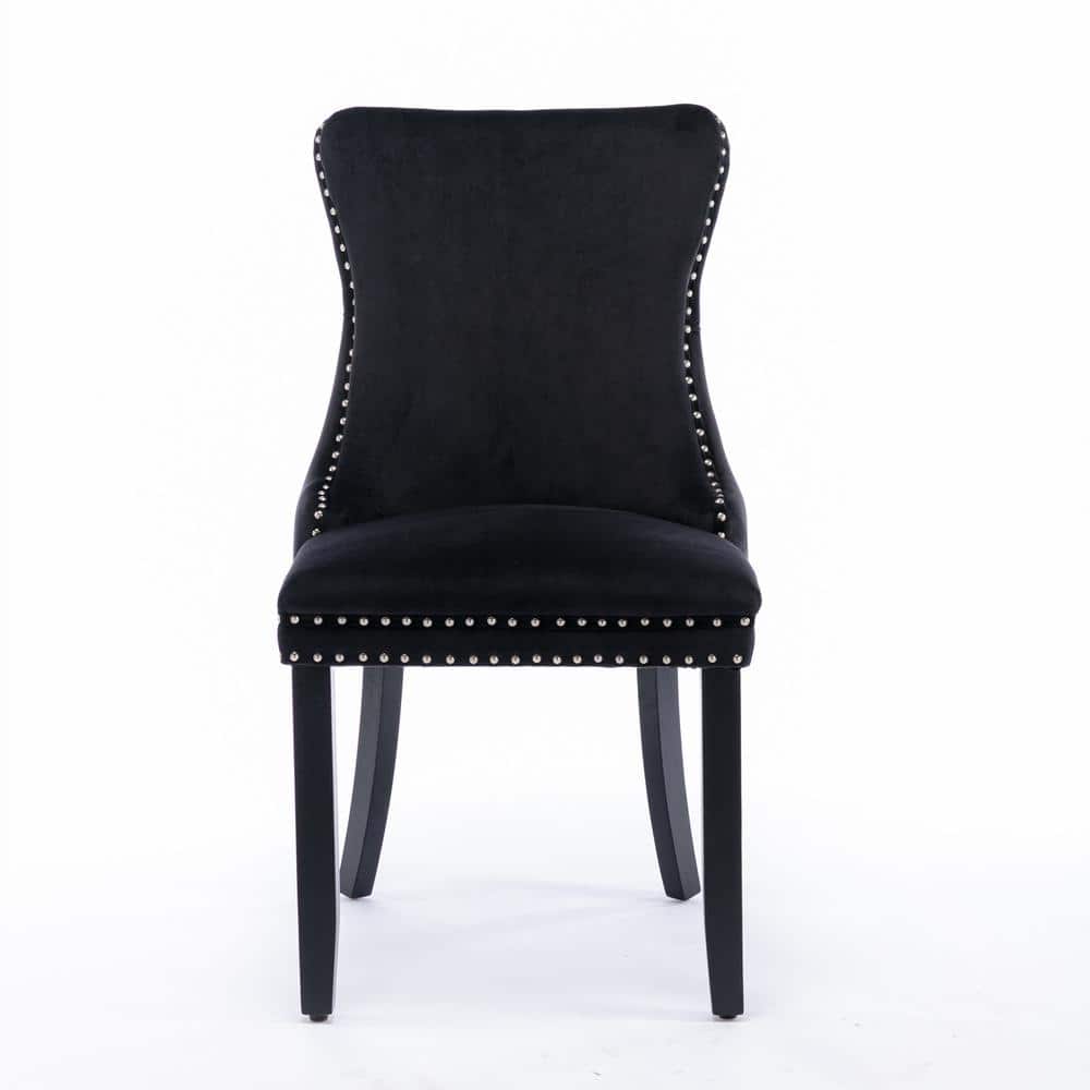 MOJAY Black Velvet WingBack Dining Chair (Set Of 2) WH202200968 The