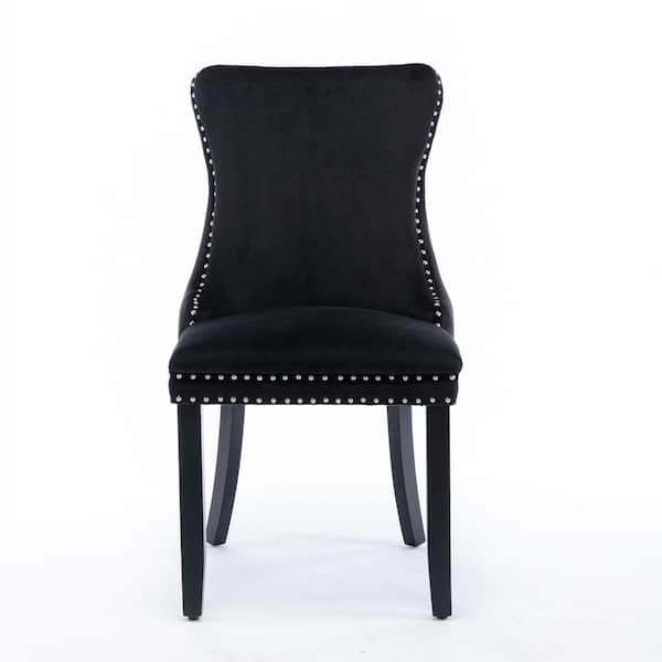 MOJAY Black Velvet Wing-Back Dining Chair (Set Of 2)