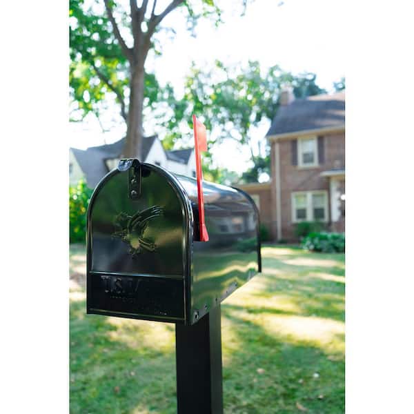 Elite Black, Large, Steel, Post Mount Mailbox