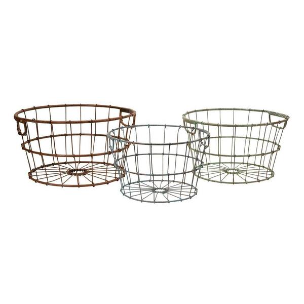 Filament Design Lenor 10 in. x 8.5 in. Multi-Colored Wrought Iron Basket (Set of 3)