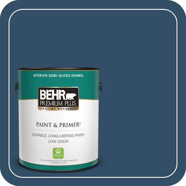 BEHR PREMIUM PLUS 1 gal. #ECC-53-3 Outer Space Semi-Gloss Enamel Low Odor Interior Paint & Primer