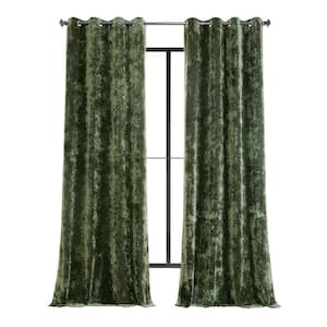 Emerald Green Lush Crush Velvet 50 in. W x 108 in. L - Grommet Room Darkening Curtains (Single Panel)