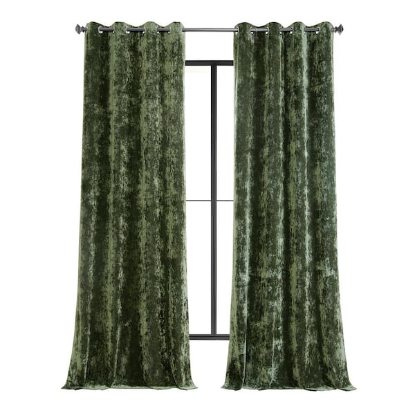 Exclusive Fabrics & Furnishings Emerald Green Lush Crush Velvet 50 in. W x 120 in. L - Grommet Room Darkening Curtains (Single Panel)