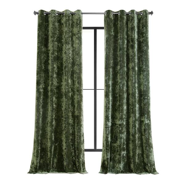 Exclusive Fabrics & Furnishings Emerald Green Lush Crush Velvet 50 in. W x 84 in. L - Grommet Room Darkening Curtains (Single Panel)