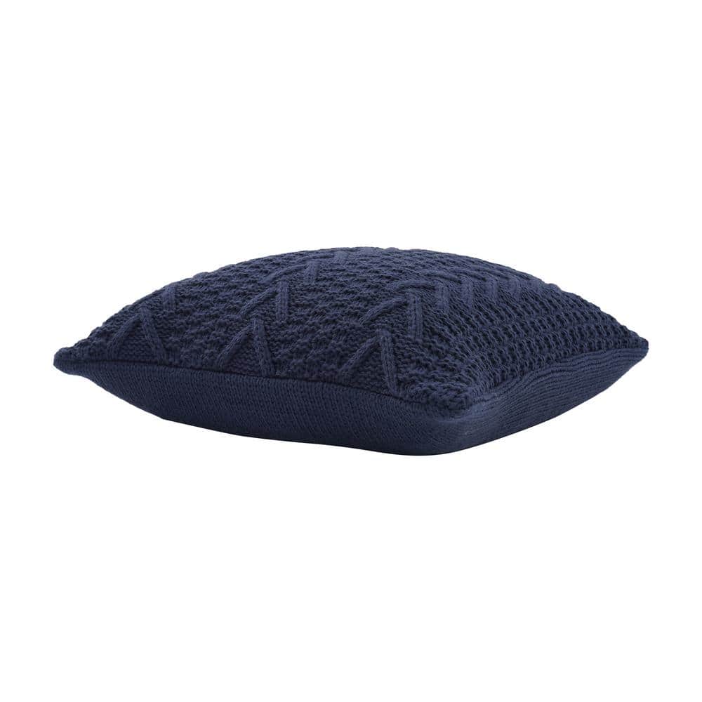 Navy Chunky Sweater Knit Square Throw Pillow 20" x 20"