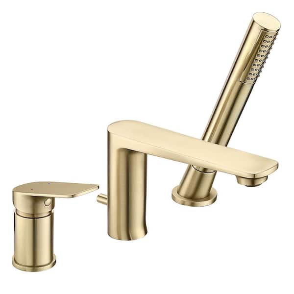 Tomfaucet SingleHandle DeckMount Roman Tub Faucet with Hand Shower in