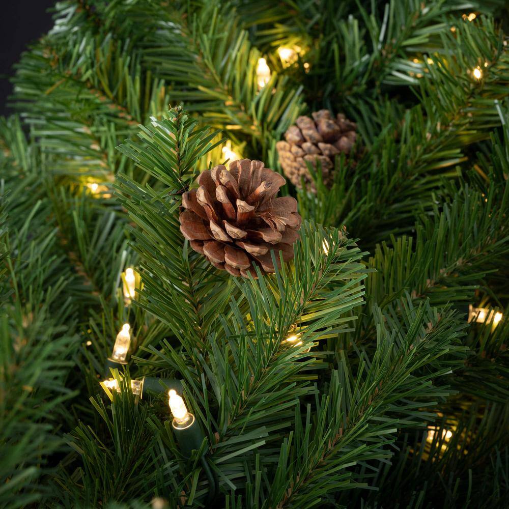108" Green Artificial Pine Cone Christmas Garland with Lights