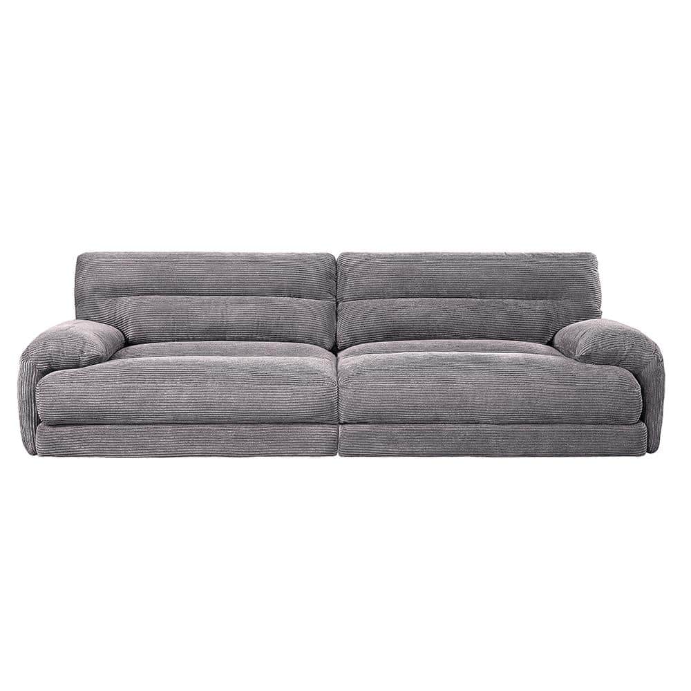 Gray Microfiber Two-Piece Tufted Loveseat with Rolled Arms