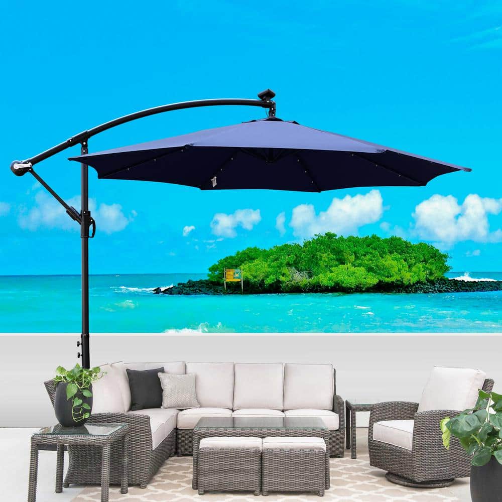 10 ft. Outdoor Patio Umbrella, Solar Powered LED Lighted Waterproof Umbrell