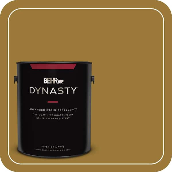 BEHR DYNASTY 1 Gal. #M300-7A Retro Gold Matte Interior Stain-Blocking Paint and Primer