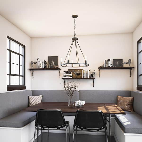 Hampton Bay Stratton 5-Light Black Chandelier with No Shade