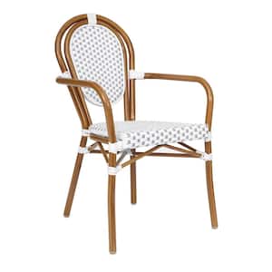 Brown Aluminum Outdoor Dining Chair in White