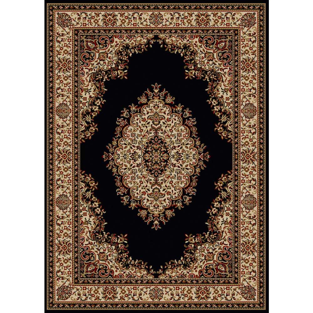 Como Black 10 ft. x 13 ft. Traditional Oriental Medallion Area Rug