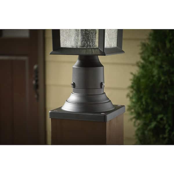 6 in. Square Black Pier Mount Base for Outdoor Post Light Fixtures