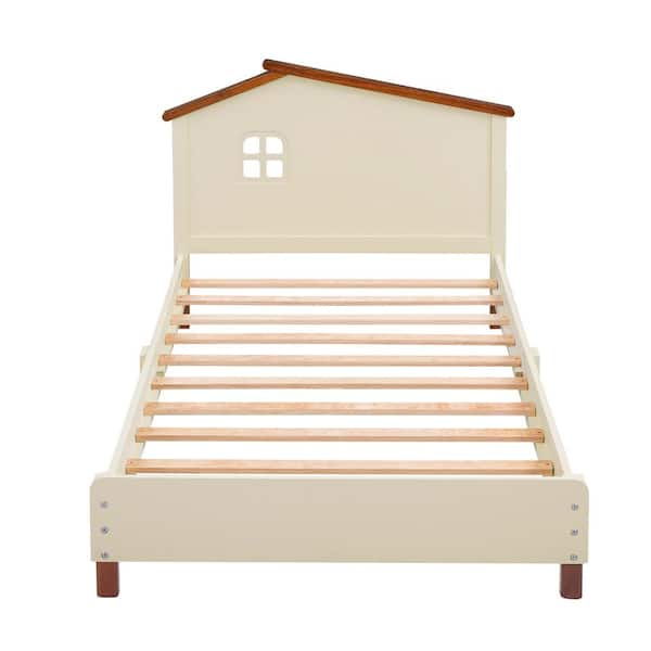 URTR White Twin Size Platform Bed Frames, Wood Twin Bed with Headboard and  Footboard for Kids, Young Teens and Adults T-01028-K - The Home Depot