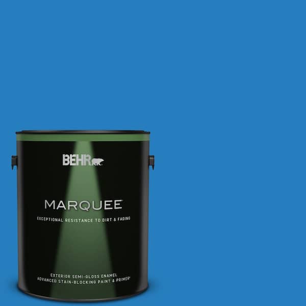 BEHR MARQUEE 1 gal. #P510-6 Brilliant Blue Semi-Gloss Enamel Exterior Paint & Primer
