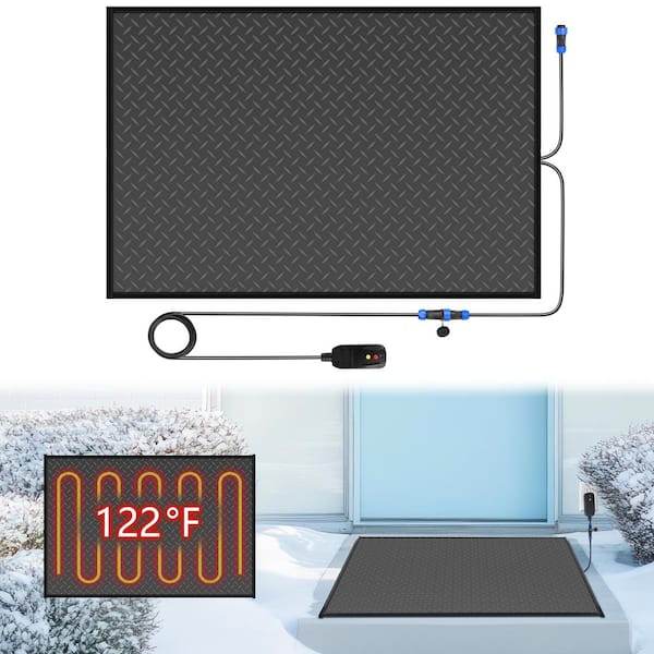 BOZTIY 10 x 30 in. Snow Melting Mat Floor Heated Outdoor Mats for Winter Walkway 3 in. /h Melting Speed w/ Plug and Power Cord