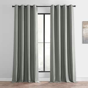 Silver Gray Textured Grommet Blackout Curtain - 50 in. W x 96 in. L (1 Panel)