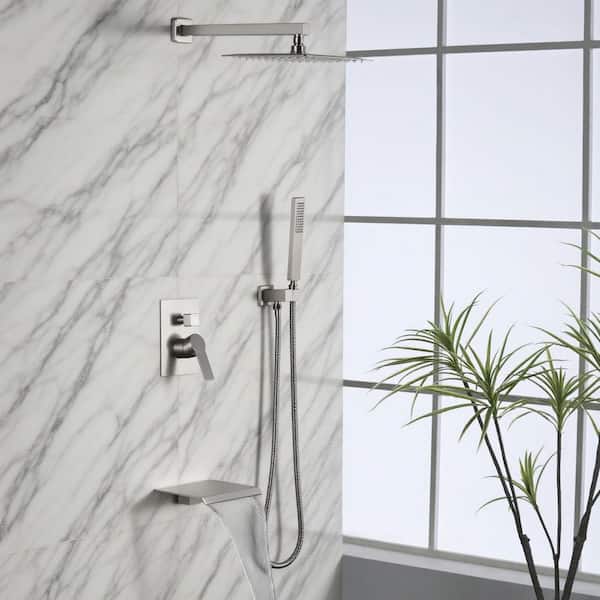 Vara Single Handle 1-Spray 3-Way Tub and Shower Faucet 2.5 GPM in Brushed Nickel Pressure Balance Valve Included