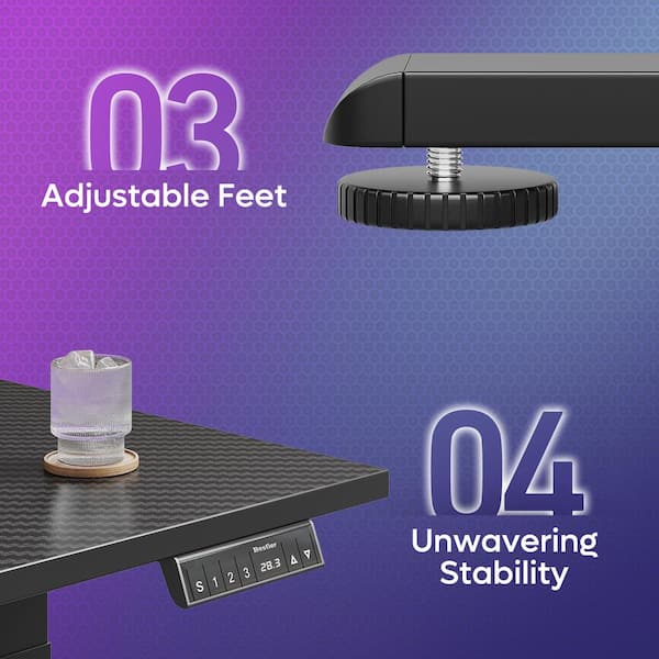 Bestier 63 in. L-Shaped Black Carbon Fiber Wood Sit to Stand Bestier 63 in. L-Shaped Black Carbon Fiber Wood Sit to Stand