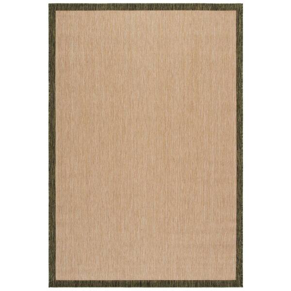 Courtyard 5 x 8 Beige/Dark Green Border Area Rug