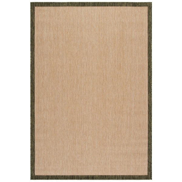 Courtyard 7 x 10 Beige/Dark Green Border Area Rug
