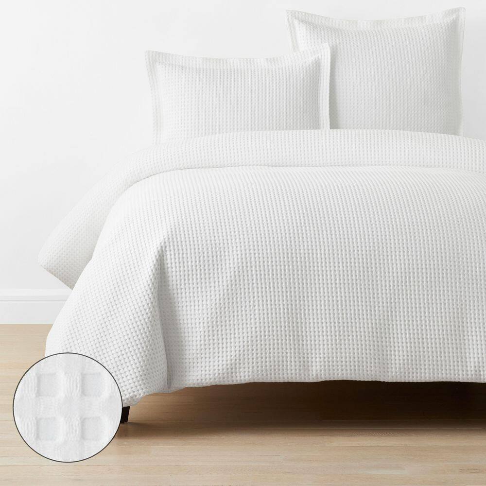 Company Cotton Waffle Collection White Queen Cotton Duvet Cover price history on PriceWatchPro