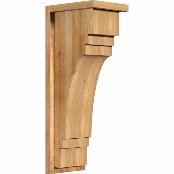 Ekena Millwork 8 in. x 10 in. x 26 in. Western Red Cedar Pescadero Rough Sawn Corbel with Backplate