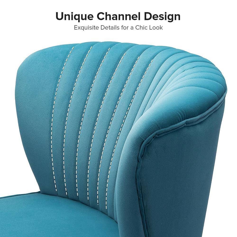 Elegant Blue Velvet Accent Chair Set with Gold Legs
