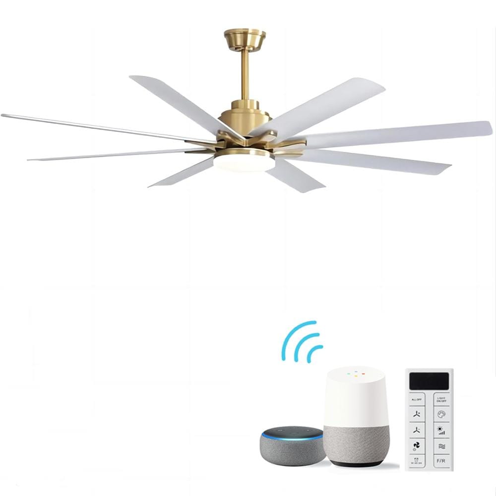 66 in.Gold Modern Smart Remote Control Ceiling Fan With 8 White Blades Reversible DC Motor LED Light For Bedroom Office price history on PriceWatchPro
