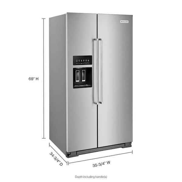 KitchenAid 36 in. W 24.8 cu. ft. Side by Side Refrigerator with 