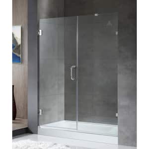 60 in. x 72 in. Frameless Hinged Alcove Shower Door in Polished Chrome with Handle