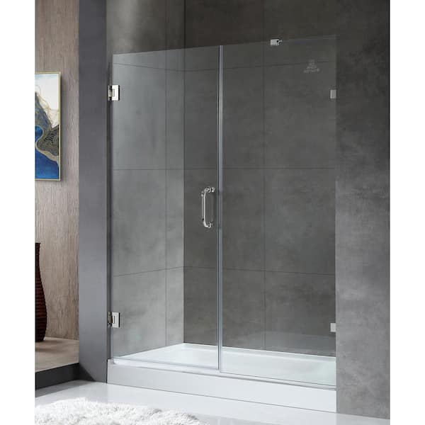 ANZZI Makata Series 60 in. x 72 in. H Hinged Frameless Shower Door in Polished Chrome with Tsunami Guard Tempered Glass