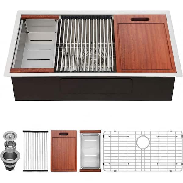 5杯の引き出し Siavonce Workstation 32 in. L x 19 in. W Undermount Kitchen