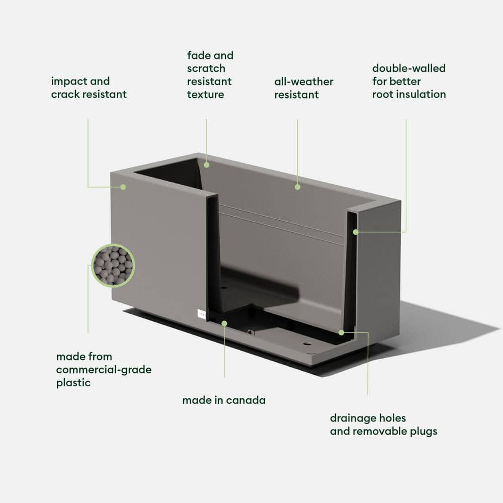 Gray 25" Recycled Plastic Long Box Planter