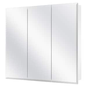 30-3/8 in. W x 30-3/16 in. H Rectangular Frameless Surface-Mount Tri-View Bathroom Medicine Cabinet with Mirror