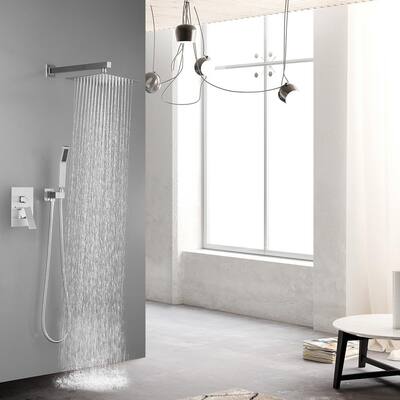 2-Spray Patterns High Pressure with 2.0 GPM 10 in. Wall Mount Dual Shower Heads Hand Shower Faucet in Brushed Nickel