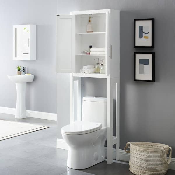 Savannah 22.13 in. W x 8.63 in. D x 68.25 in. H Space Saver Bathroom Storage Wall Cabinet in White