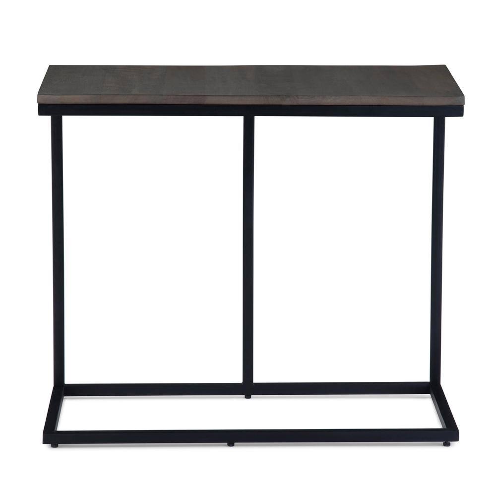 Ward 28" Warm Gray Solid Mango Wood & Metal Industrial C Side Table