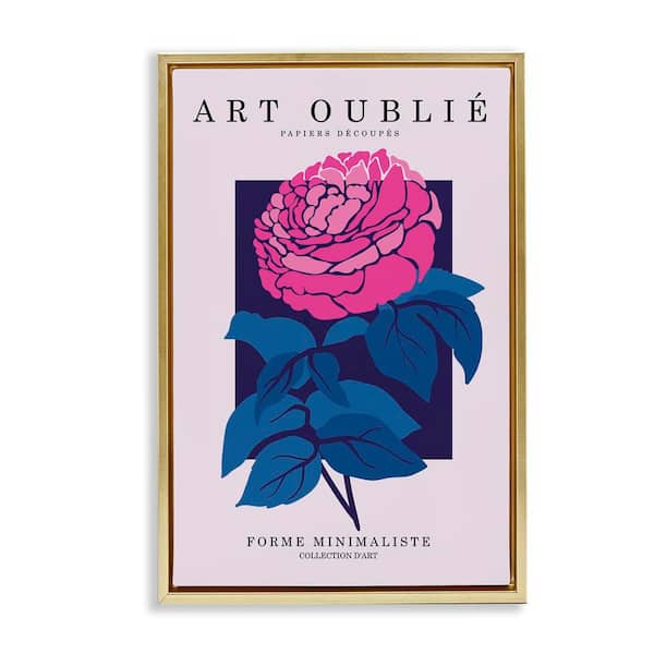 Stupell Industries Peony Gallery Poster by Incado Gold Floater Frame Nature Graphic Art Print 25 in. x 17 in.